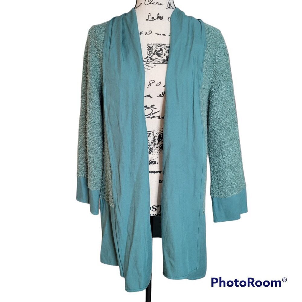 Soft Surroundings Green Wool Blend Open Cardigan Sweater - Size Medium
